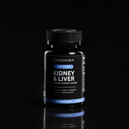 Kidney & Liver Support for Men supplement packaging by Johnson Boy