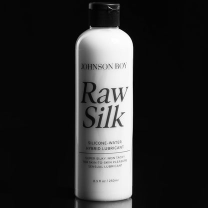 Raw Silk hybrid lubricant bottle on dark background